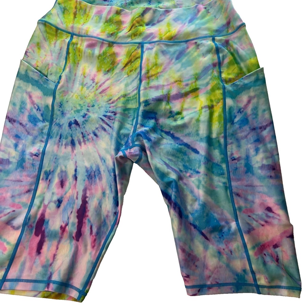 Hde Women's Shorts Size 3X Plus Tie Dye Yoga Biker Workout Gym W36 L13